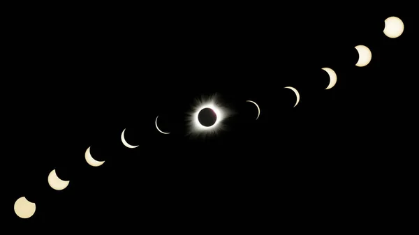 Great American Eclipse Composite Showing All Phases — Stock Photo, Image