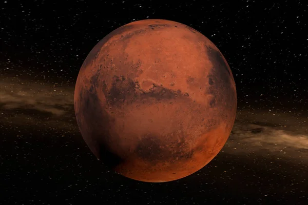 3d rendu de la planète mars avec nébuleuse en arrière-plan — Photo