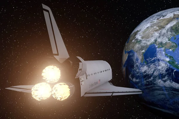 Rendu 3D depuis une navette spatiale sur le chemin du retour vers la terre , — Photo