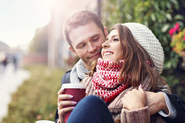 Pareja joven con café —  Fotos de Stock