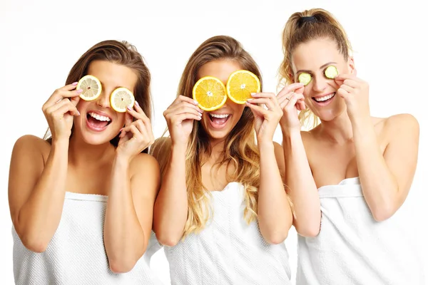 Group of happy friends in spa — Stock Photo, Image