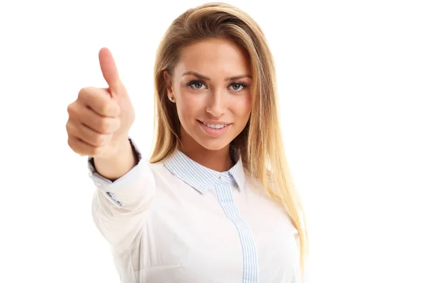 Happy woman showing ok sign — Stock Photo, Image