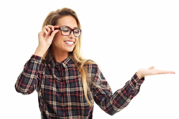 Gelukkig vrouw glimlachen — Stockfoto