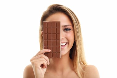  güzel bir kadın tutarak çikolata