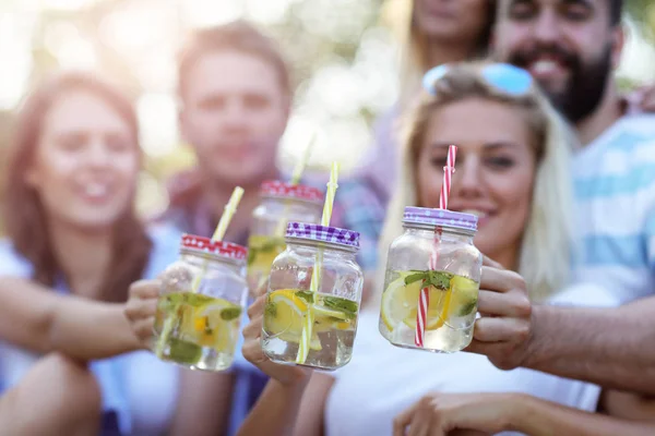 Vänner som har grillfest — Stockfoto