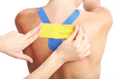 Özel Fizyo kaseti tak gösteren resim geri beyaz arka plan üzerinde yaralı