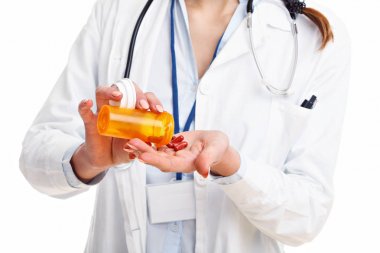 Beyaz arka plan üzerinde izole kadın doktor