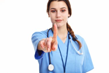 Beyaz arka plan üzerinde izole kadın doktor