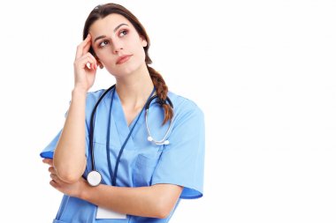 Beyaz arka plan üzerinde izole kadın doktor