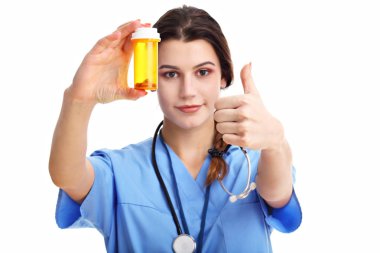 Beyaz arka plan üzerinde izole kadın doktor