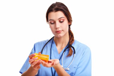 Beyaz arka plan üzerinde izole kadın doktor
