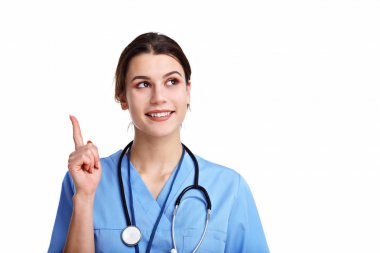 Beyaz arka plan üzerinde izole kadın doktor