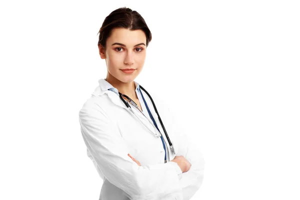 Woman doctor isolated over white background — Stock Photo, Image