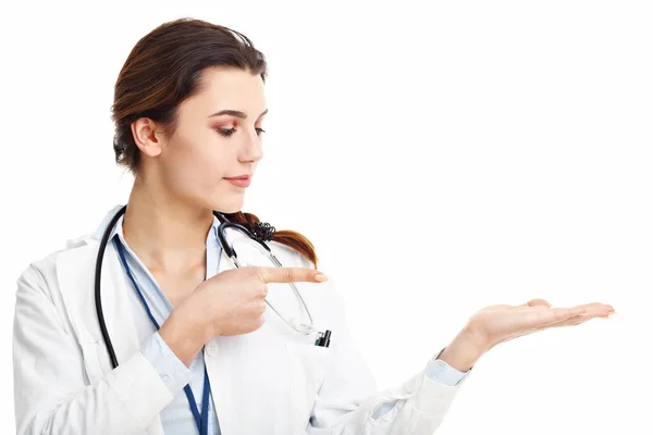 Woman doctor isolated over white background — Stock Photo, Image