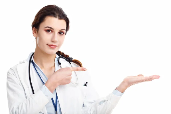 Ärztin isoliert über weißem Hintergrund — Stockfoto