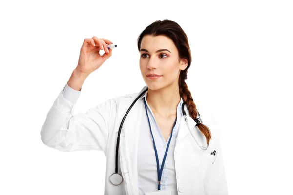 Woman doctor isolated over white background — Stock Photo, Image
