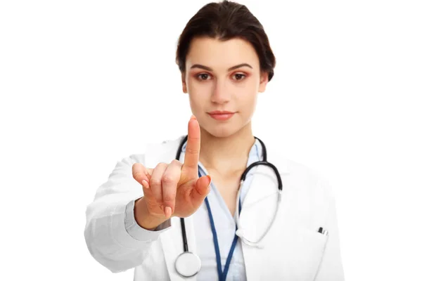 Женщина врач изолированы на белом фоне — стоковое фото