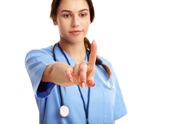 Woman doctor isolated over white background — Stock Photo, Image