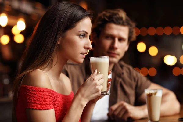 Cute couple on a date at the cafe — Stock Photo, Image