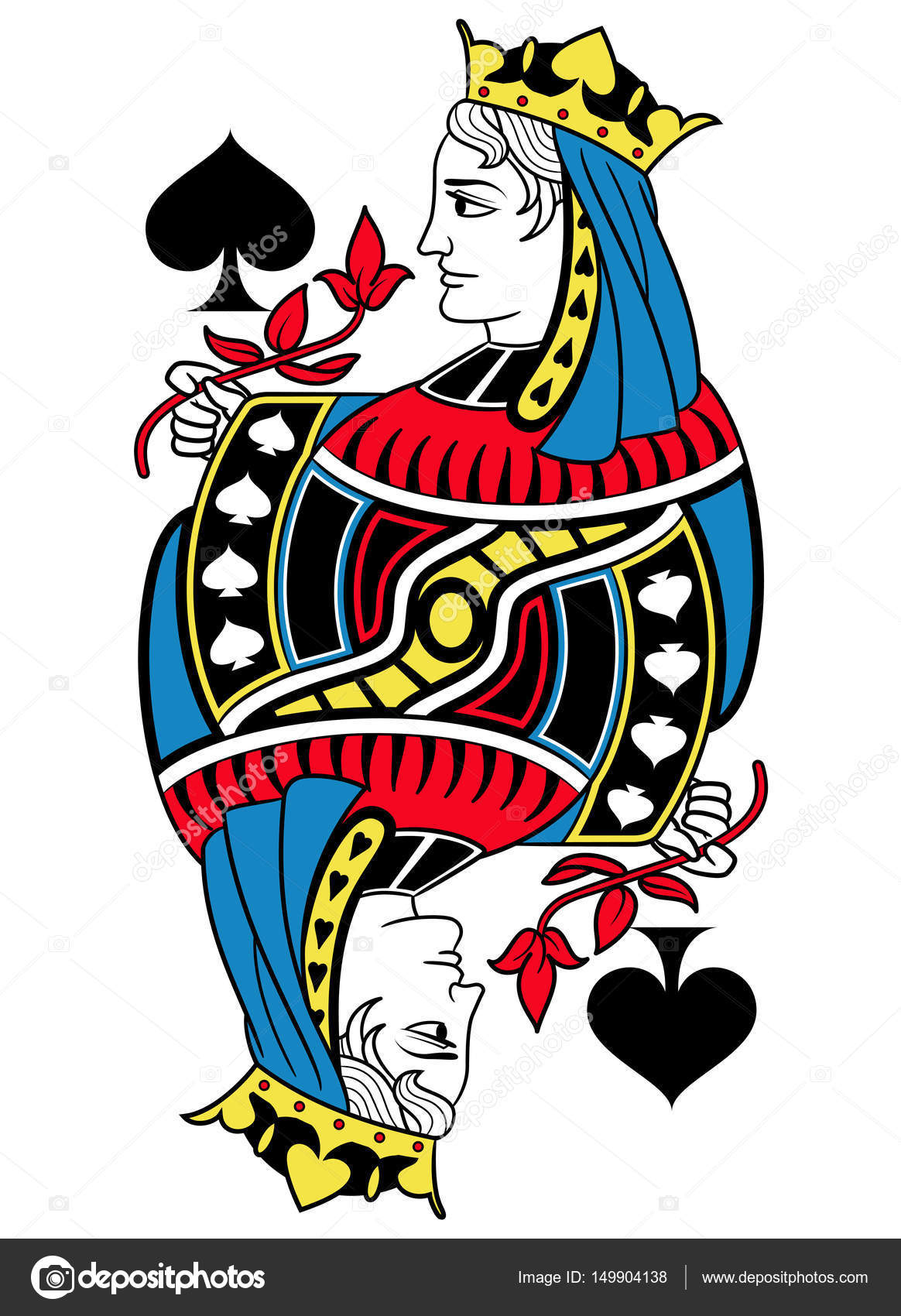 Queen of Spades isolated French Version Stock Vector Image by