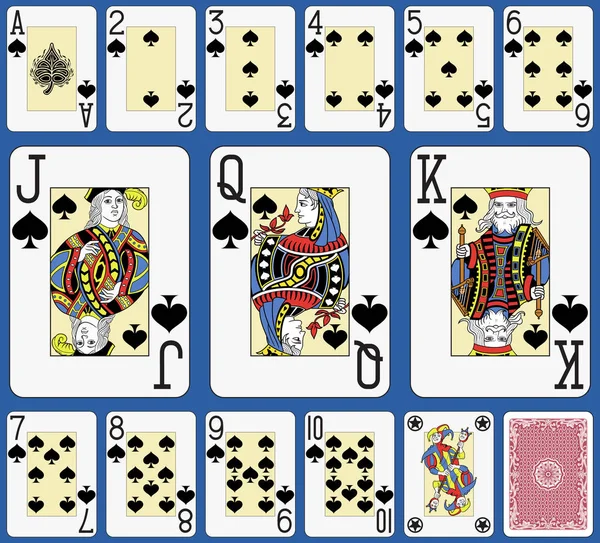 Suite Blackjack Spades French Styl — Vettoriale Stock