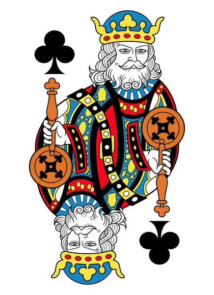 King of Clubs isolated French Version — Stock Vector