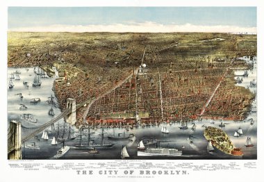 Brooklyn top view vintage illustration clipart
