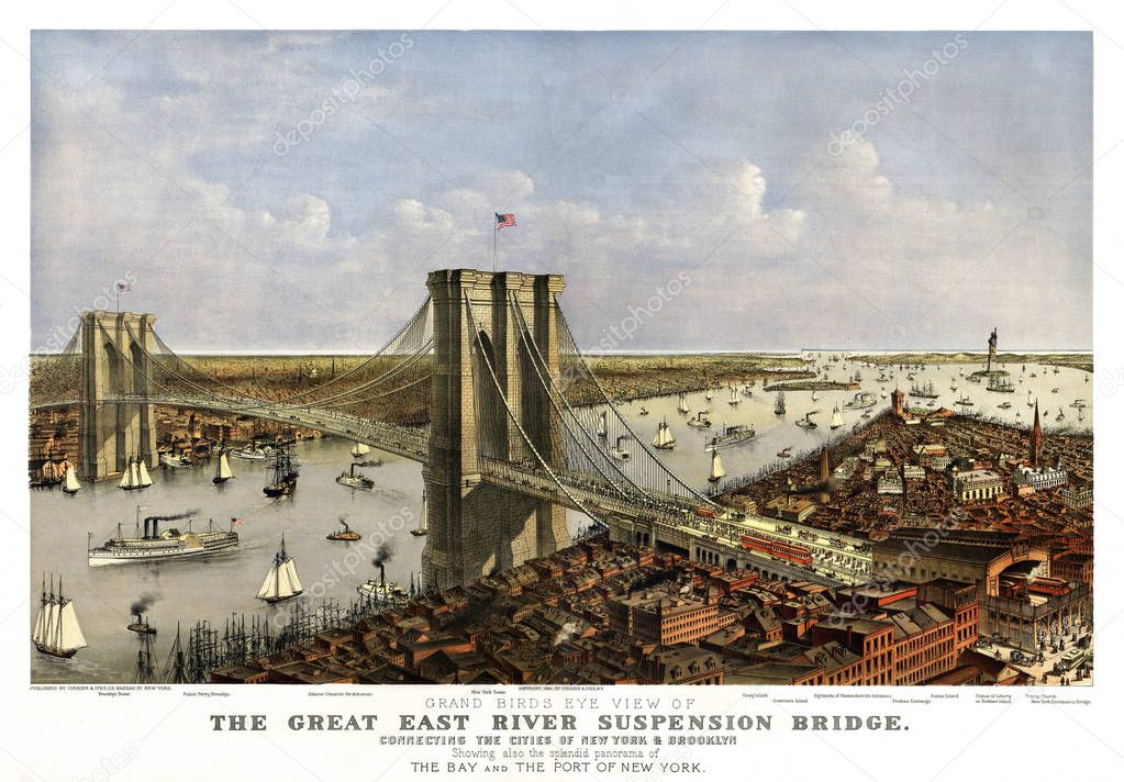 Brooklyn Bridge vintage illustration