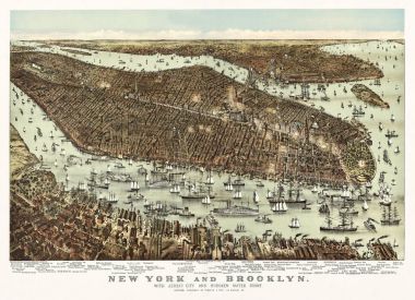New York Jersey City ve Haboken vintage çizim ile 