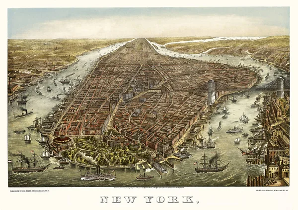 New York octies panoramisch uitzicht oude afbeelding — Stockfoto