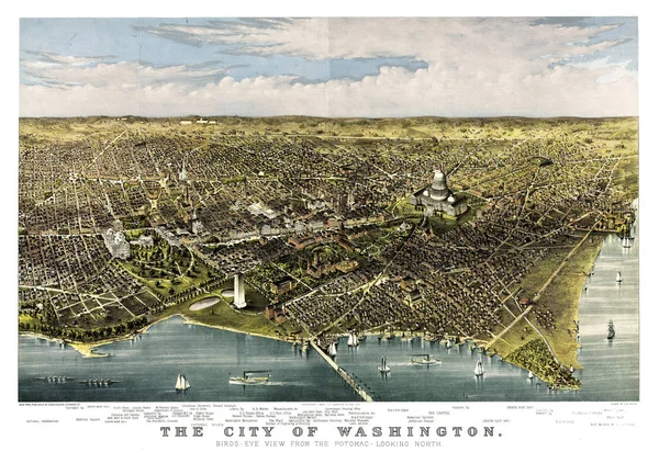 Панорамный вид Вашингтона на старую иллюстрацию — стоковое фото
