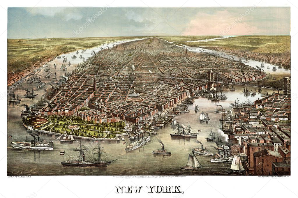 New York sepsis panoramic view old illustration