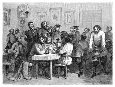 Rus halkının içme. Eski illüstrasyon