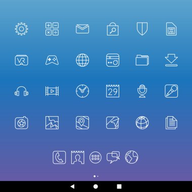 Beyaz çizgi Smartphone Apps ve simgeler