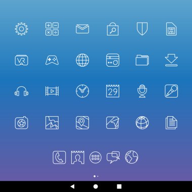 Beyaz çizgi Smartphone Apps ve simgeler