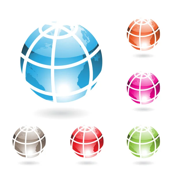 Färgglada glansigt Globe ikoner — Stock vektor