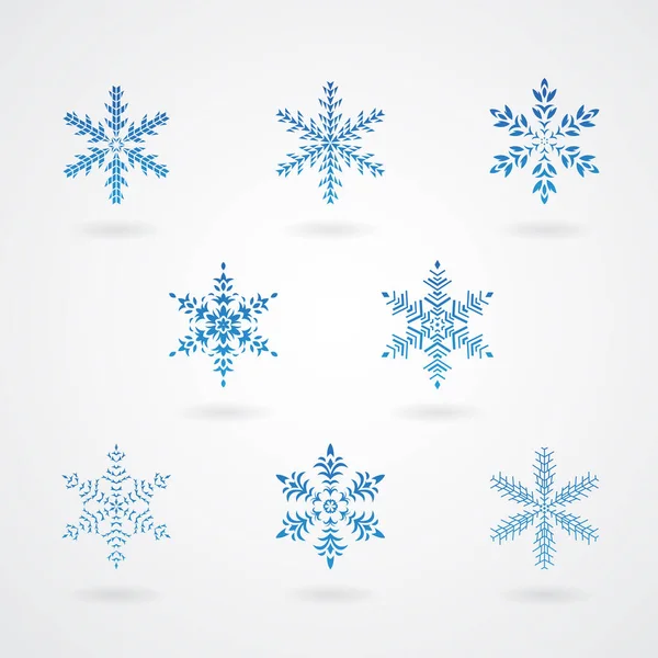 Copos de nieve azules Cristales — Vector de stock