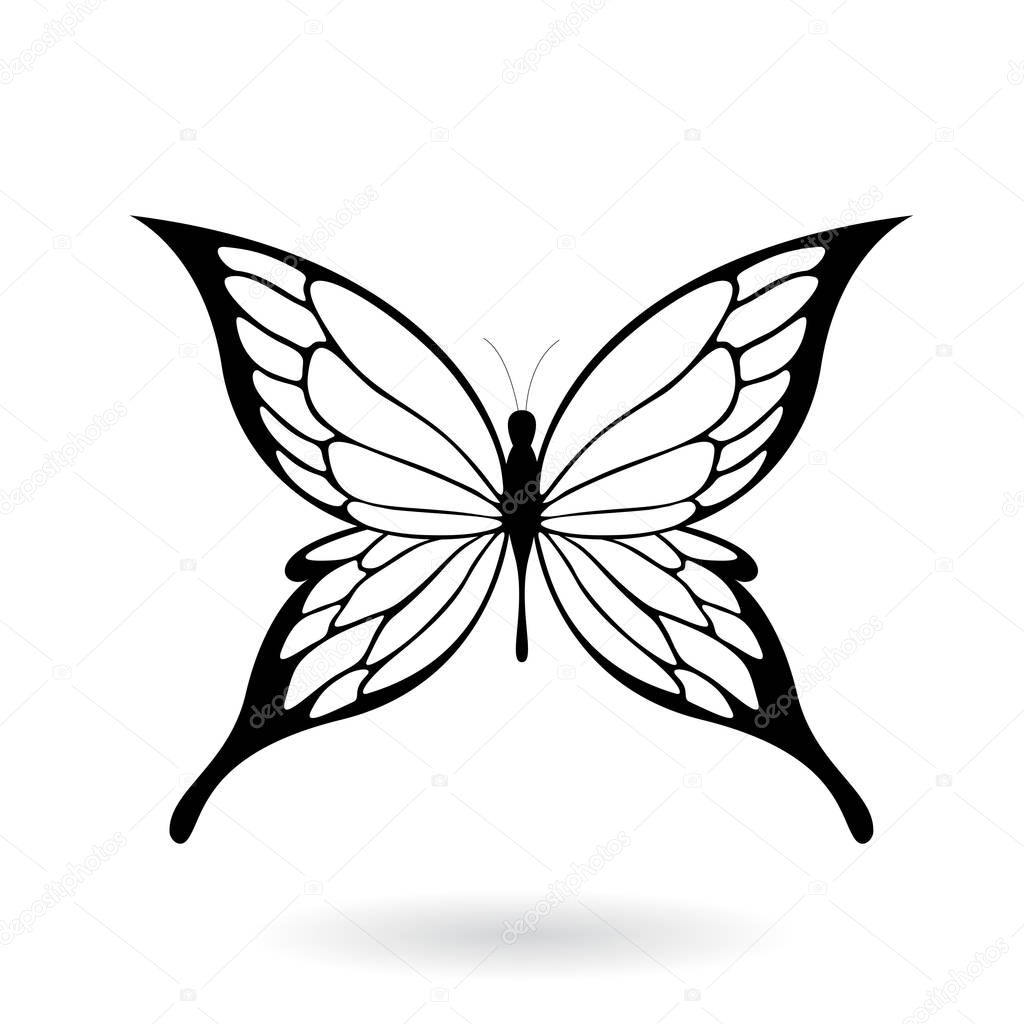 Download Black Butterfly Silhouette Illustration — Stock Vector ...