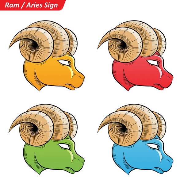 Colorful Aries Zodiac Star Signs Sketch — Stock Vector