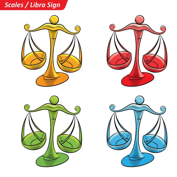 Colorful Libra Zodiac Star Signs Sketch — Stock Vector