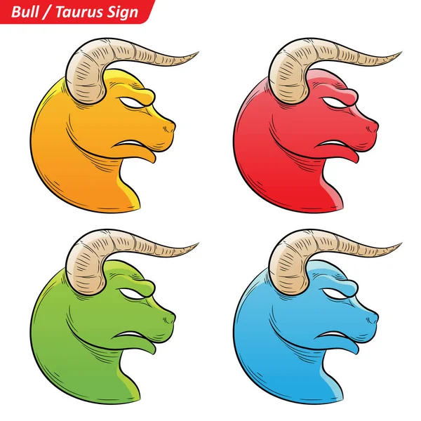 Colorful Taurus Zodiac Star Signs Sketch — Stock Vector