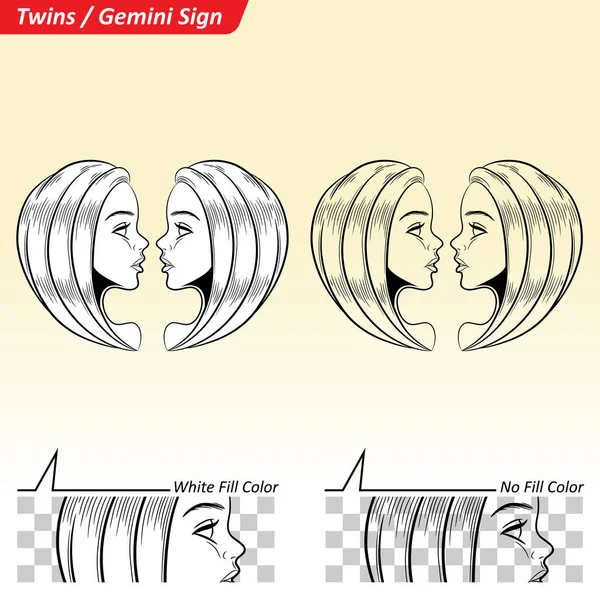 Gemini zodiak znak gwiazdy szkicu — Wektor stockowy