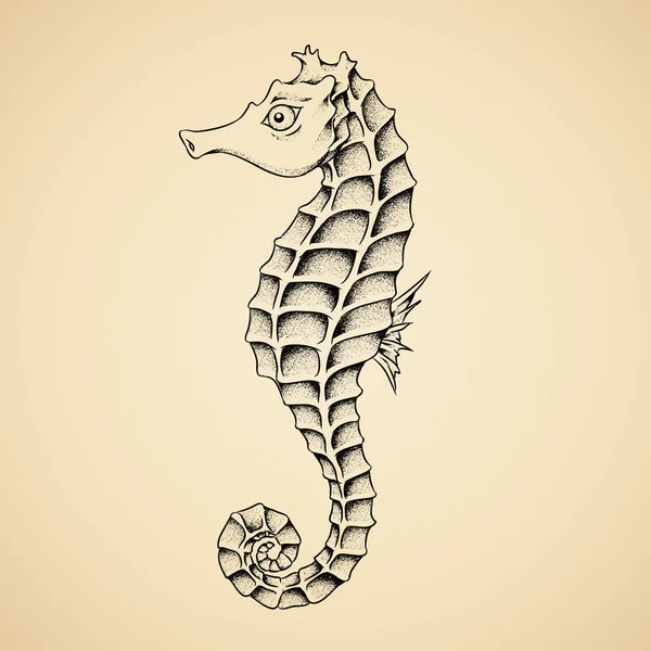 Seahorse čárová grafika ilustrace — Stockový vektor