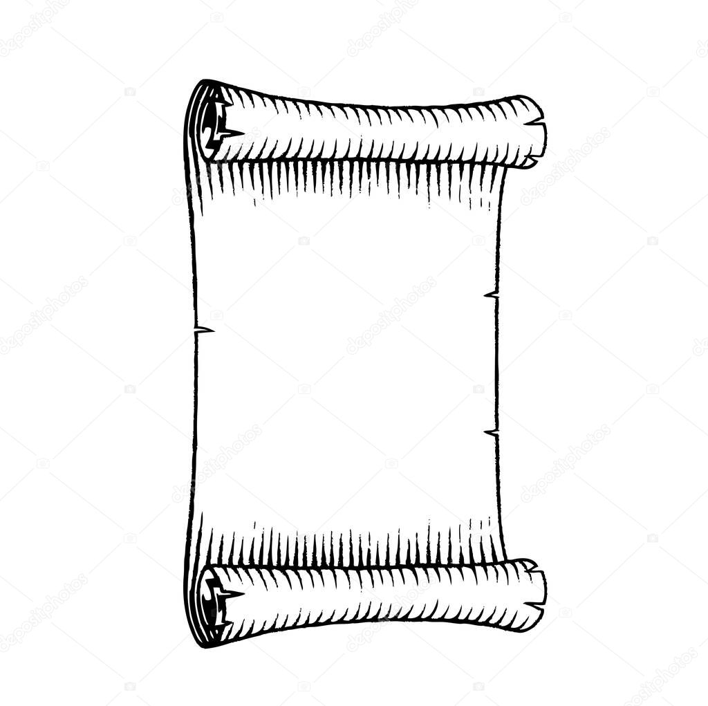 Vector Illustration of a Scratchboard Style Ink Drawing of an Old Banner