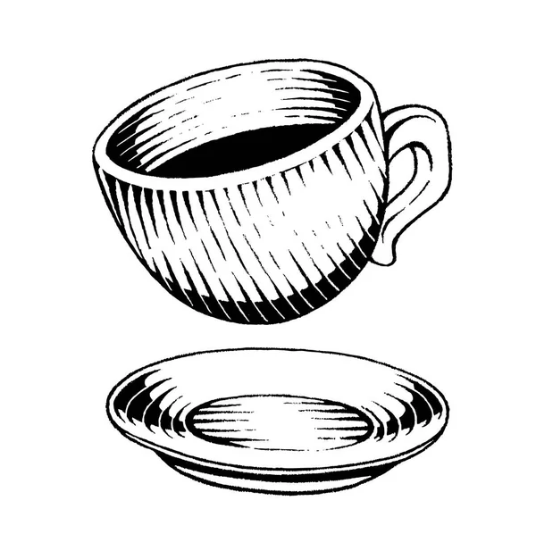 Boceto de tinta vectorizada de una taza de café — Vector de stock