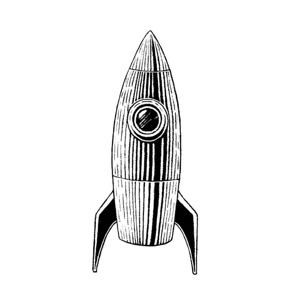 Croquis à l'encre vectorisée d'une fusée — Image vectorielle
