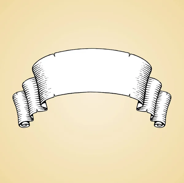 Boceto de tinta de una vieja pancarta con relleno blanco — Vector de stock