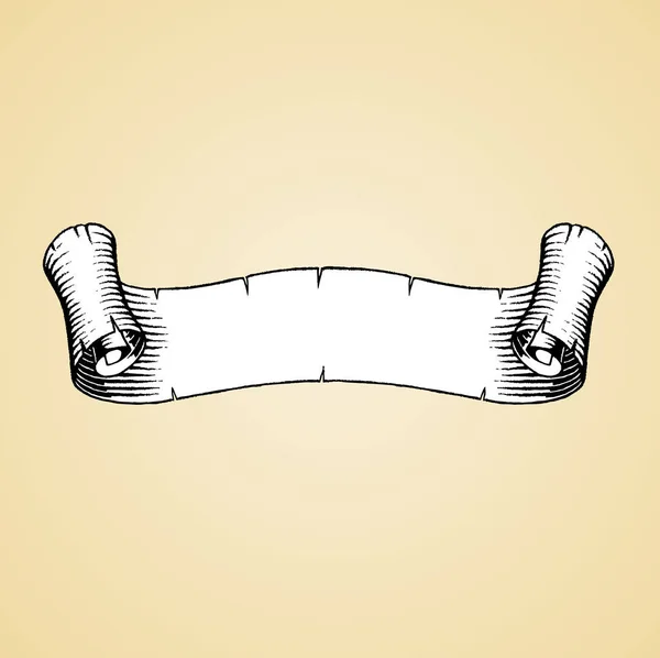 Bläck skiss av en gammal banderoll med vit fyllning — Stock vektor