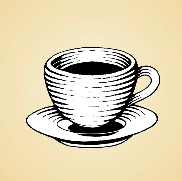 Bläck skiss av en kaffekopp med vit fyllning — Stock vektor