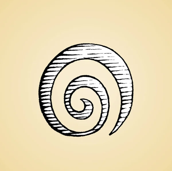 Bosquejo de tinta de un símbolo de galaxia espiral con relleno blanco — Vector de stock